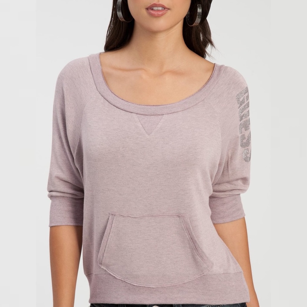 GUESS Rhinestone Logo Crop Sweatshirt - Picture 11 of 12